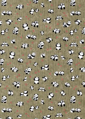 Chiyogami 1066C 19 1/2 Chiyogami 1066C 19 1/2"x26" - Panda on golden background