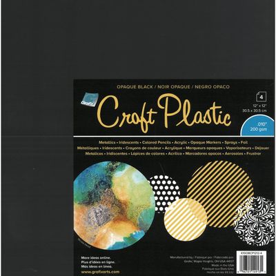 Grafix - Plastique créatif - Noir opaque 12"x12" (4 feuilles)