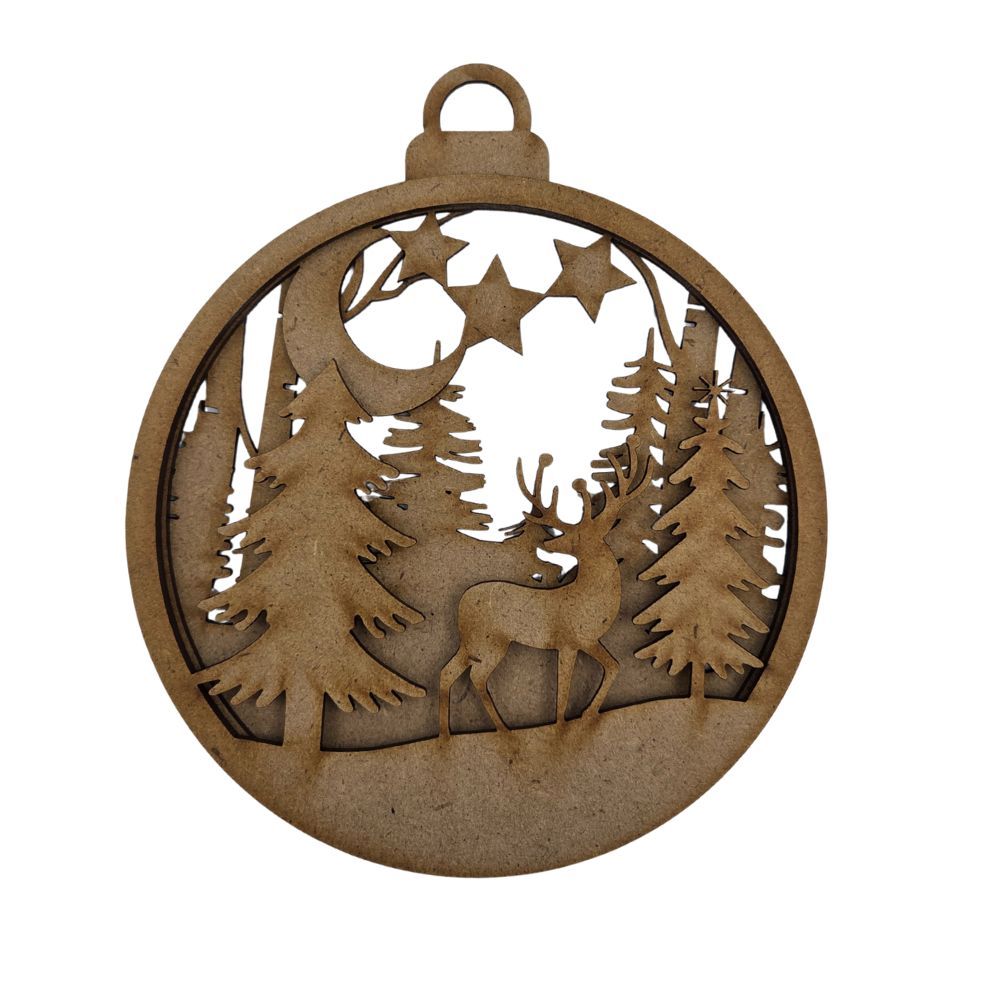 3D Ball - Deer and big fir trees approximately 5.5"