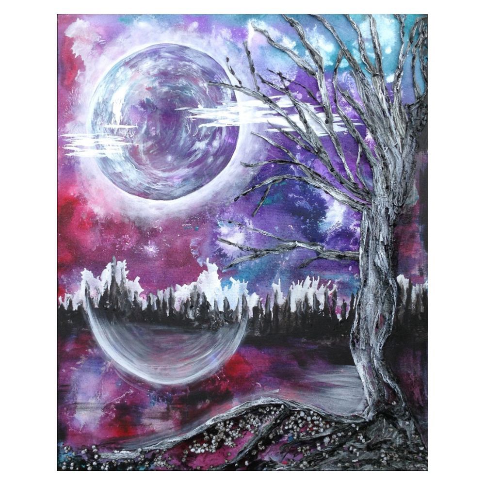 Painting Reflets de lune (frame included)