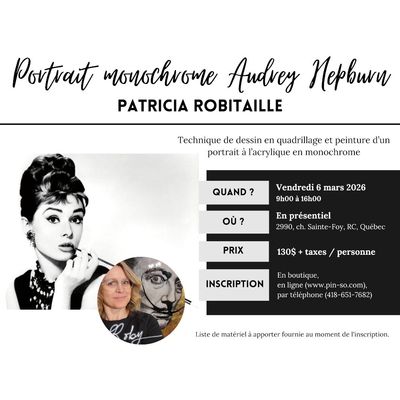 2026-03-06 Portrait monochrome - Audrey Hepburn - Patricia Robitaille