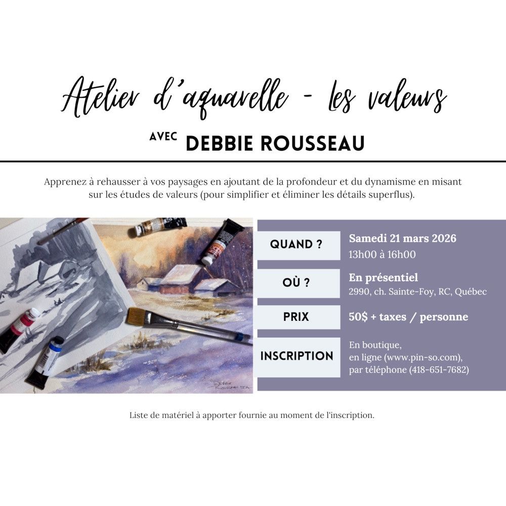 2026-03-21 Atelier d'aquarelle - Les valeurs - Debbie Rousseau