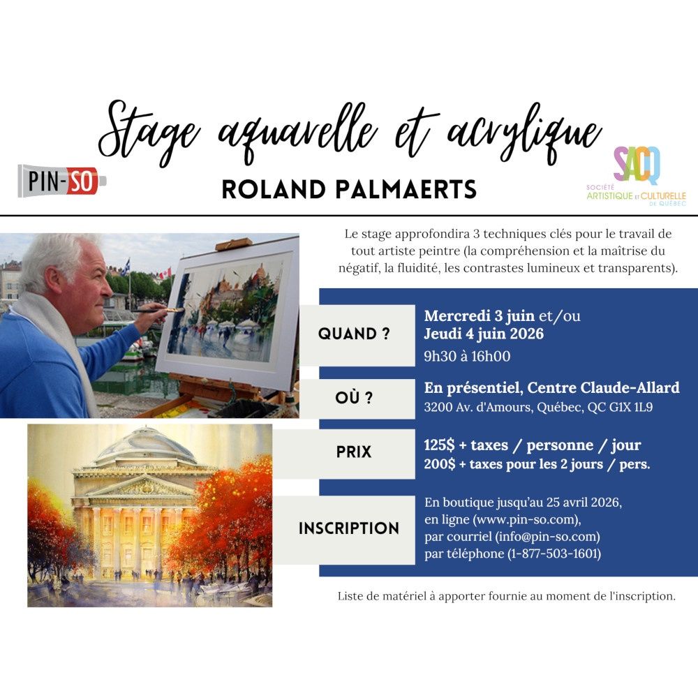 2026-06-03/04 Stage aquarelle et acrylique - Roland Palmaerts