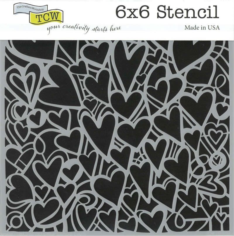 Stencil Heartfelt 6"x6" TCW1080s