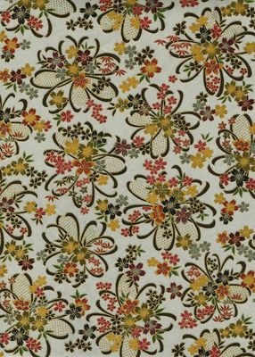 Chiyogami paper 757C 9 Chiyogami paper 757C 9"x12" - Botanical and contemporary designs with orange, white, green, and brown foliage on a gray background