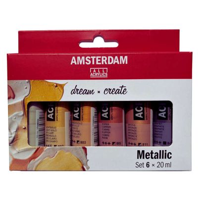 Ens. Peinture acrylique standard Amsterdam métallique 6x20ml Ens. Peinture acrylique standard Amsterdam métallique 6x20ml