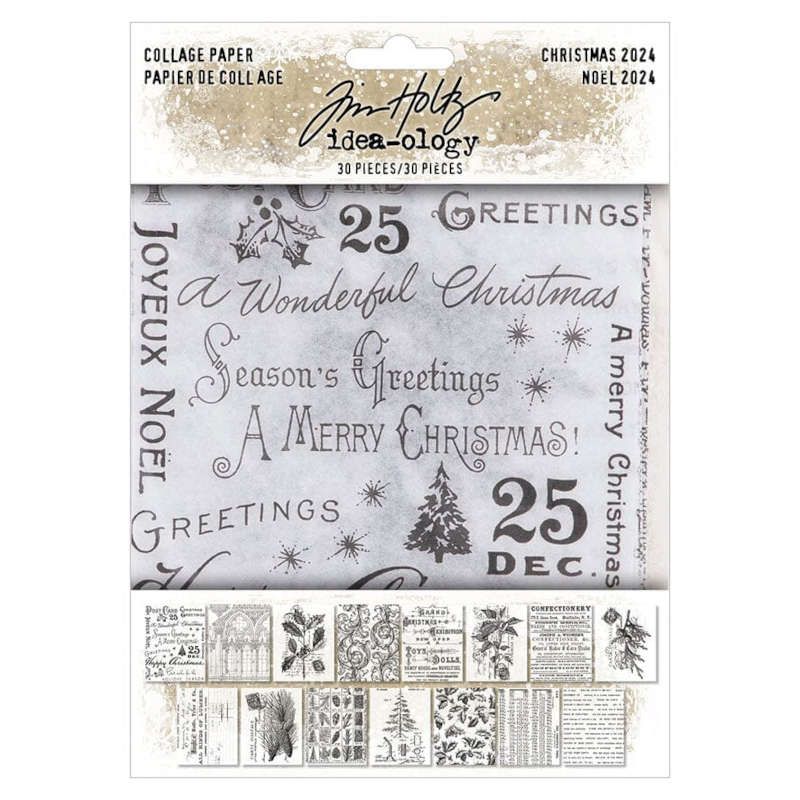 Tim holtz idea-ology Collage paper Christmas 30 pieces