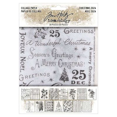 Tim holtz idea-ology Collage paper Christmas 30 pieces