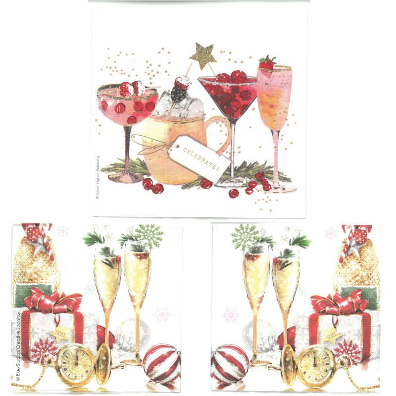 Serviettes de table - Célébration et Champagne cocktail (total de 10)