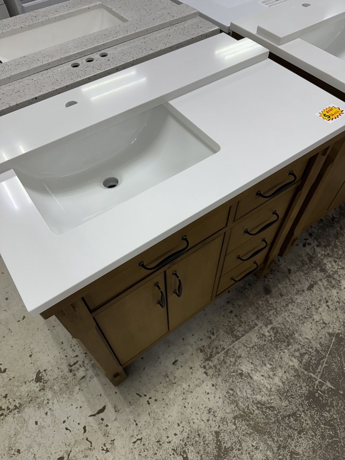 36in. X 22in. Brown bathroom vanity with top and sink
