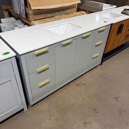 New 60 inch single bathroom vanity in grey with backsplash by Elegant VF19460GR-BS in Gray