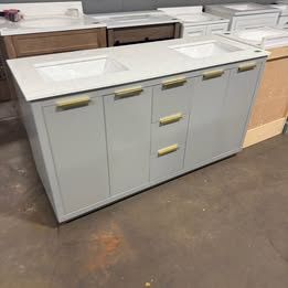 New VF19460DGR 60&quot; Double Bathroom Vanity in Grey