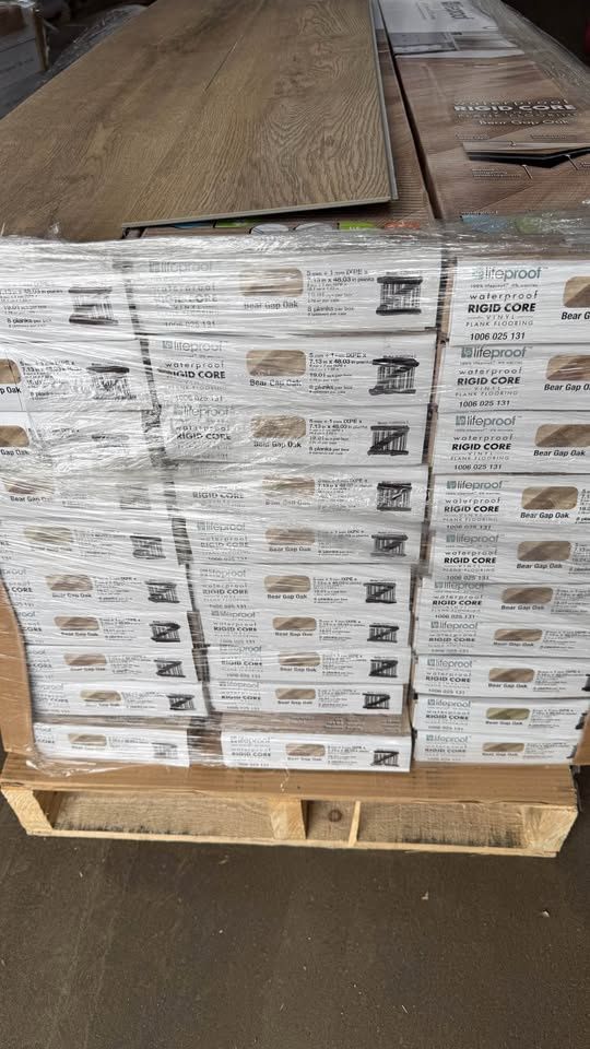 Pallets of lifeproof flooring 6mm/20 mil wear layer 3 colors available 570 sqft per pallet