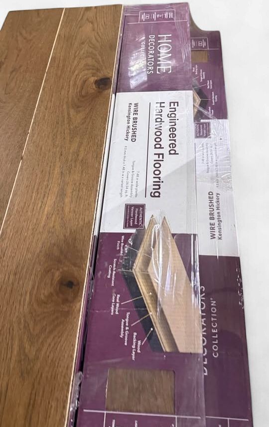 Kensington Hickory 3/8 in. T X 7.5 in. W Tongue &amp; Groove Wire Brushed Engineered Hardwood Flooring