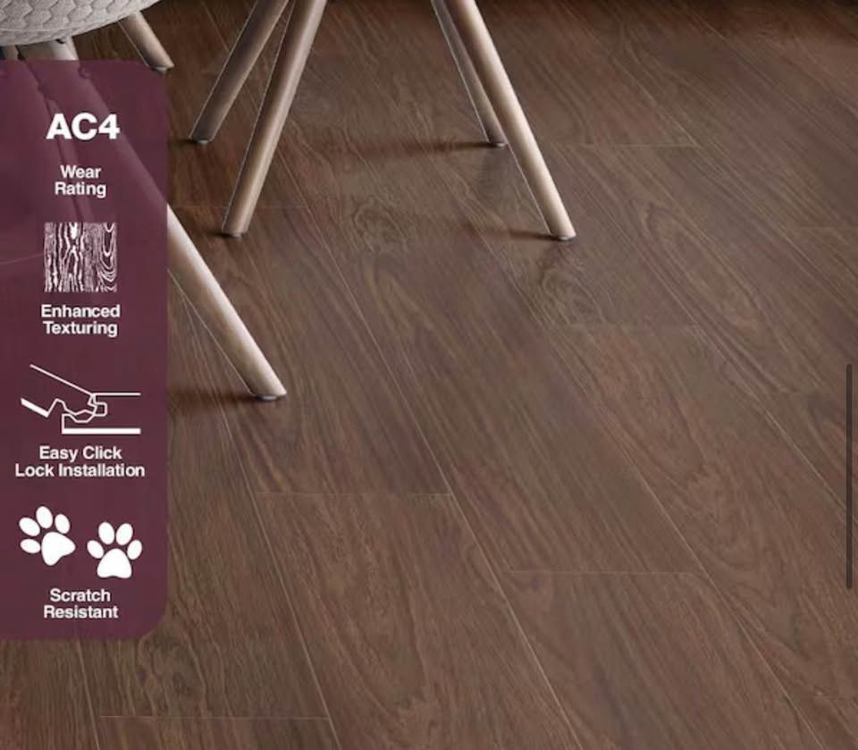 Millside Hickory 12 mm T x 8 in. W Waterproof Laminate Wood flooring