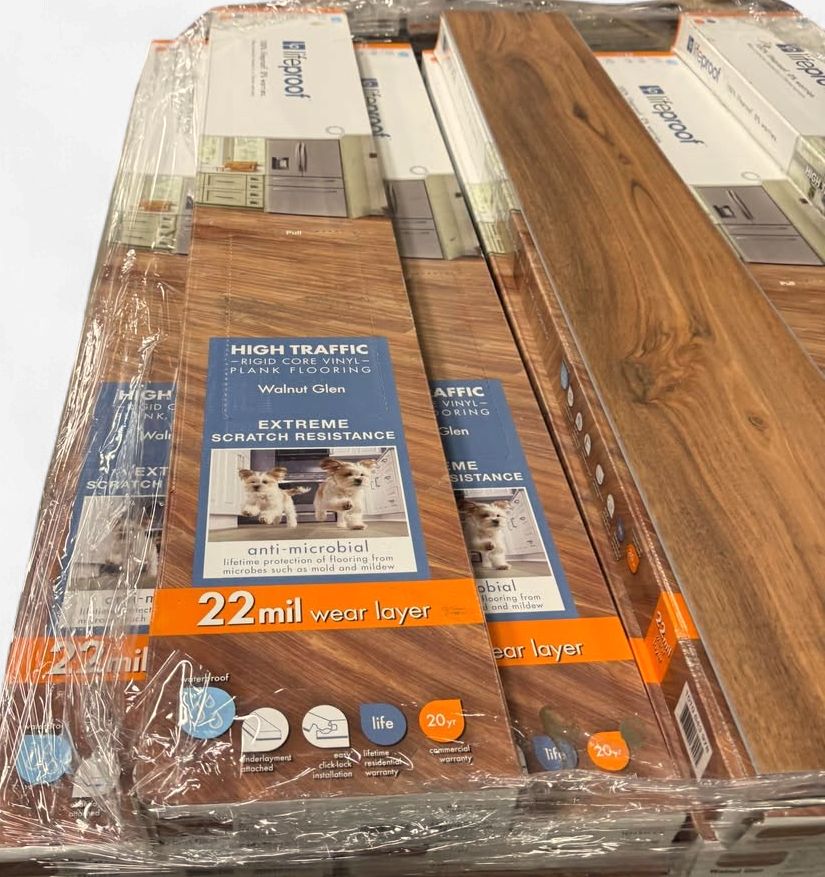 Pallet of 13 cases Lifeproof walnut glen vinyl flooring