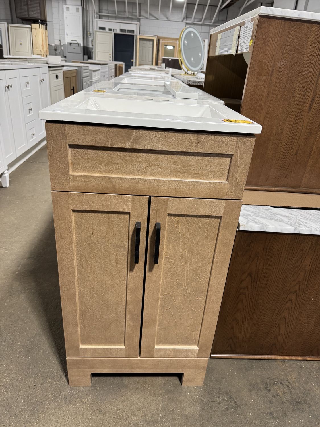 Lyton 19 in. X 17 in. Single Sink Sand Bath Vanity with White Cultured Marble Top