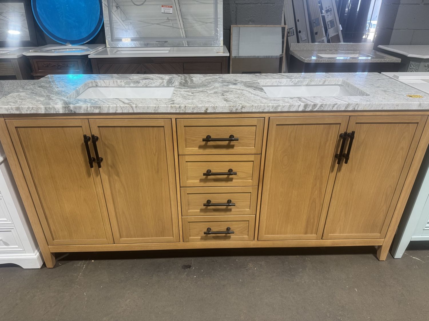Fresca Silas 72 in. X 22 in. Oak Bathroom Vanity Marble Stone Sink Top