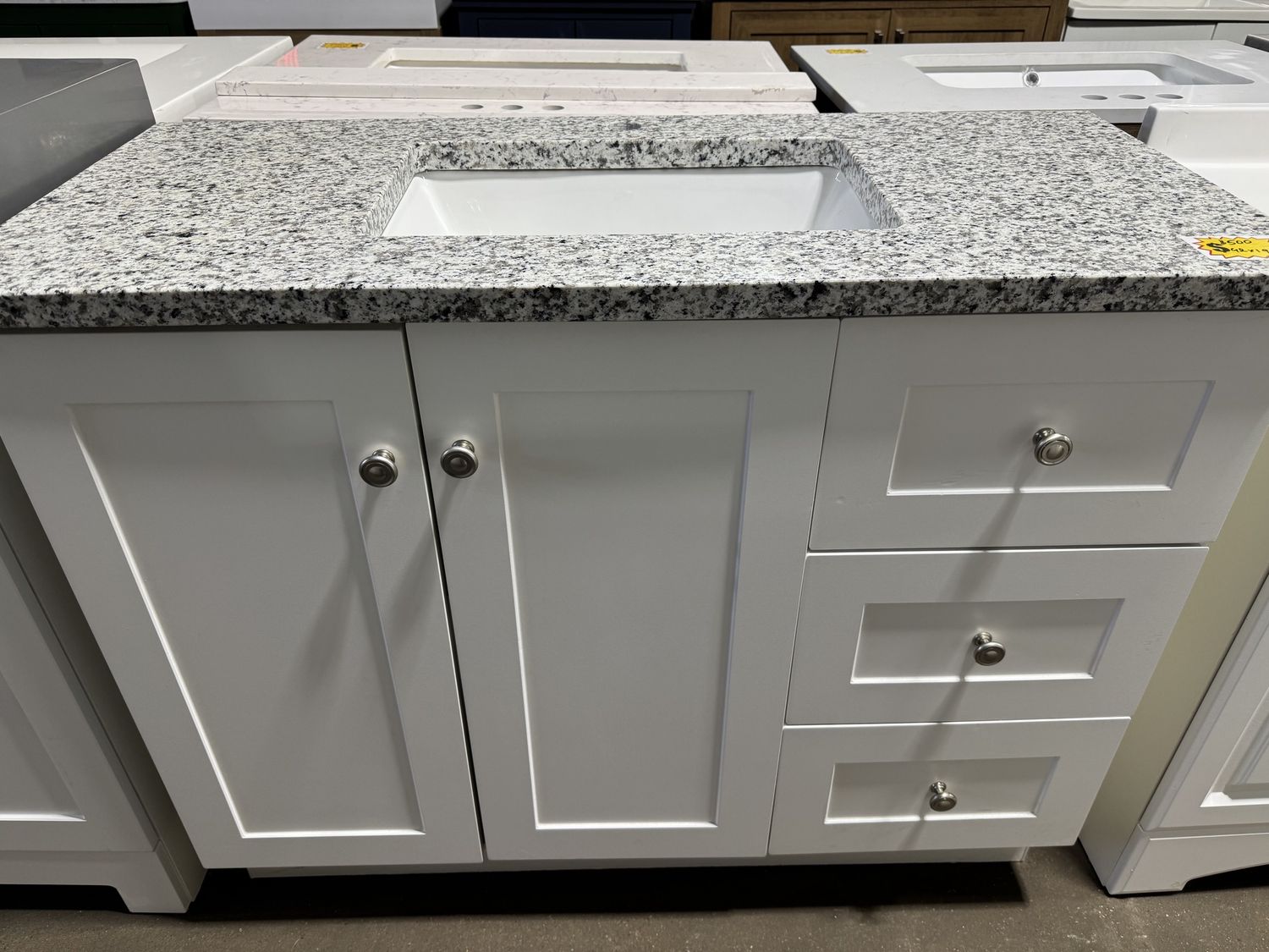 Bannister 42 in. X 19 in.  White Bath Vanity With Marble Sink Top