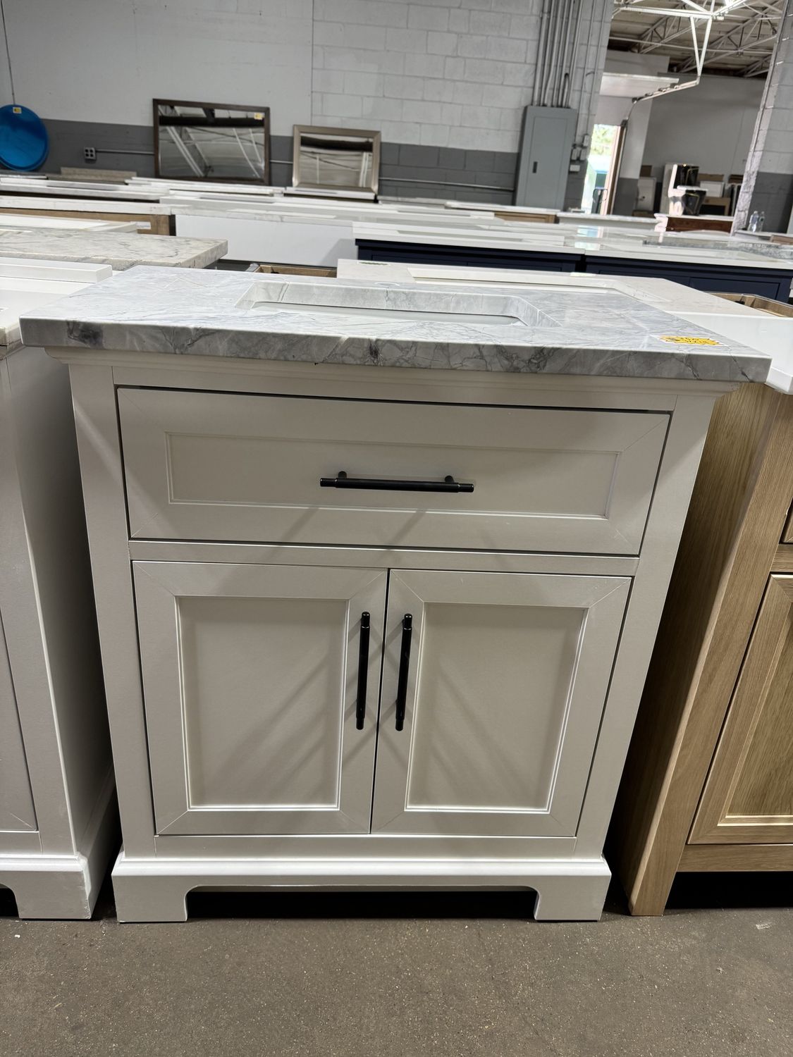 Ove 31 in. X 19 in. White Bathroom Vanity With Custom Gray Quartz Sink Top