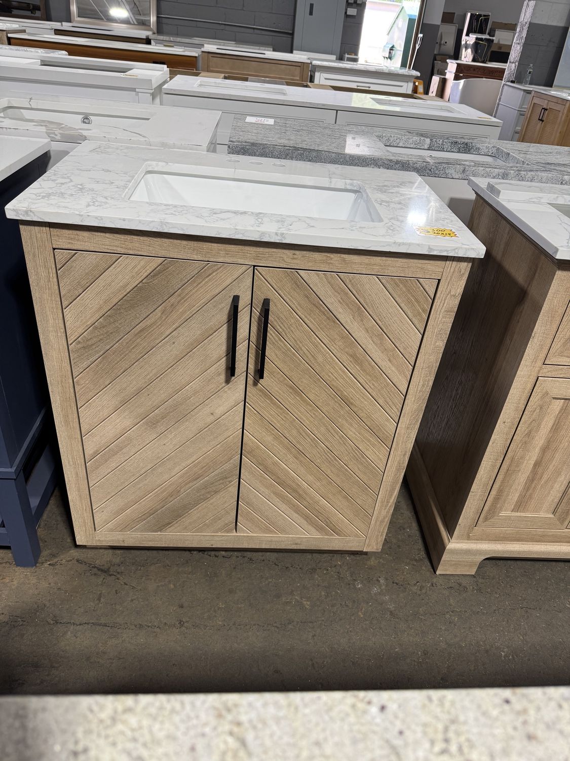 White Oak 30 in. X 19 in. Bathroom Vanity With Carrara Marble Sink Top