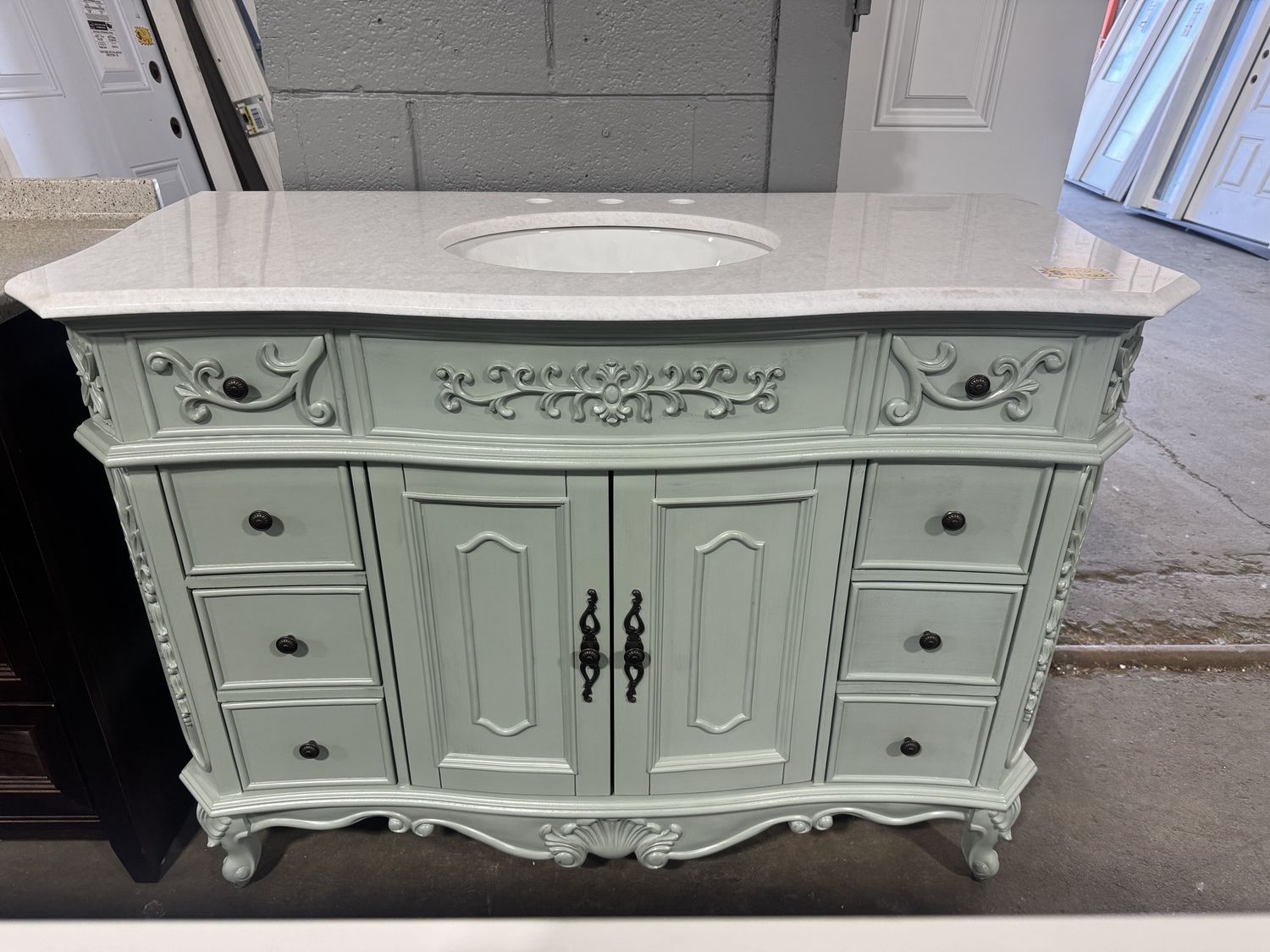 Winslow Antique Green 48 in. X 22 in. Bathroom Vanity With Engineered Stone Top