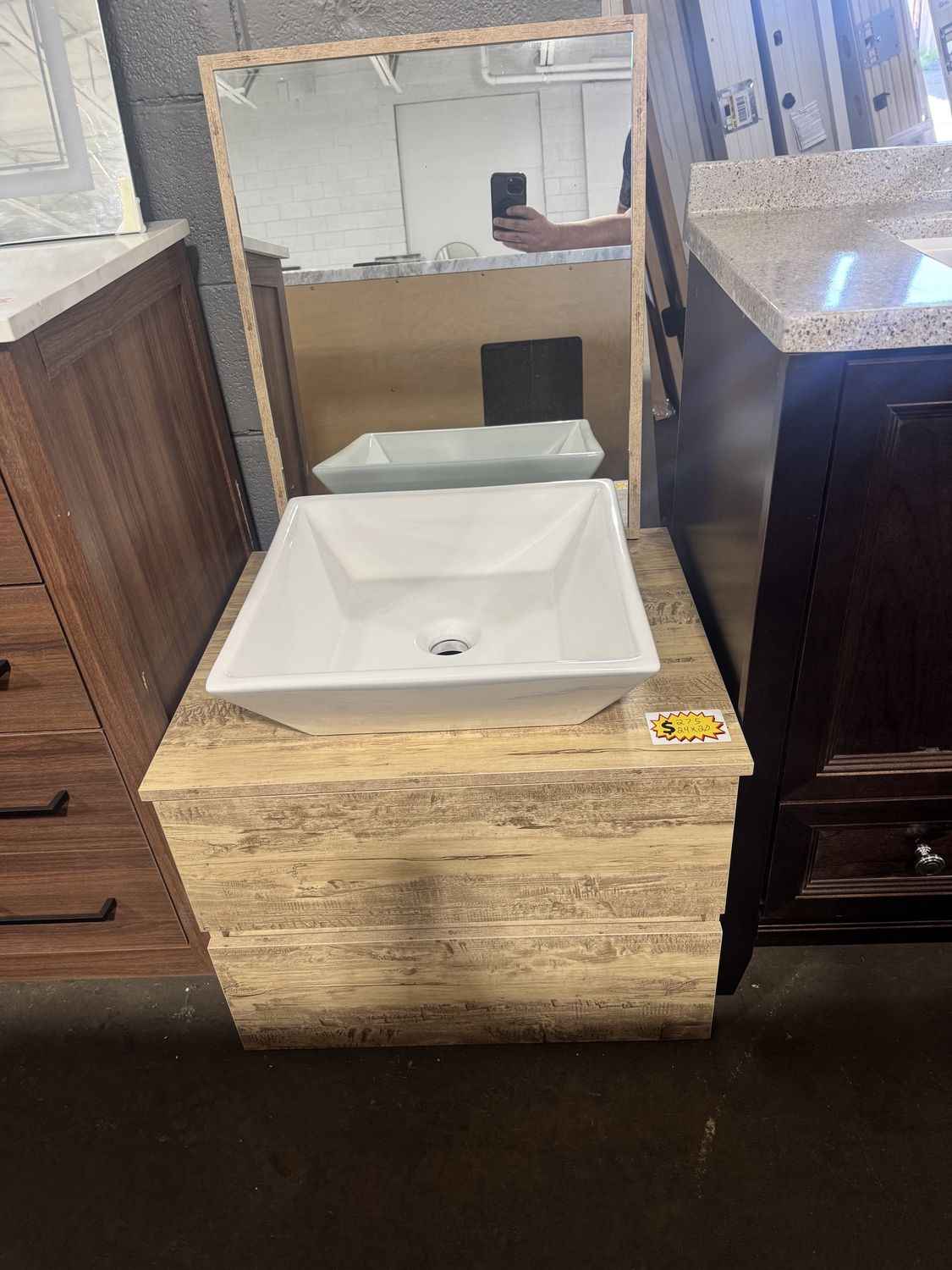 Light Wood Texture 24 in. X 20 in. Floating Bathroom Vanity