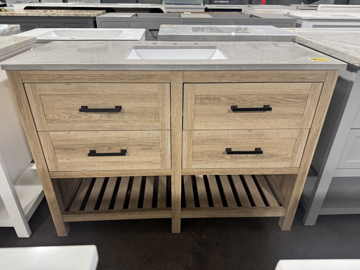 White Oak 48 in. X 19 in. Bathroom Vanity With Gray Cultured Marble Sink Top