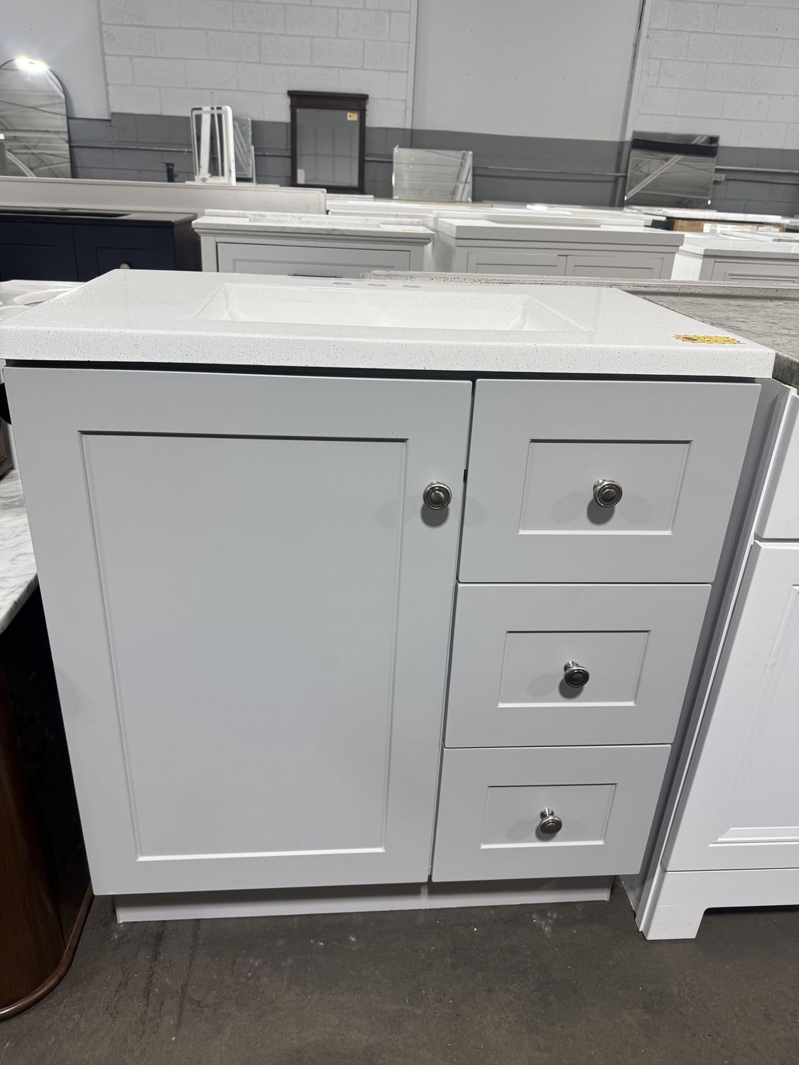 Pearl Gray 30 in. X 19 in. Bathroom Vanity With White Ash Cultured Marble Top
