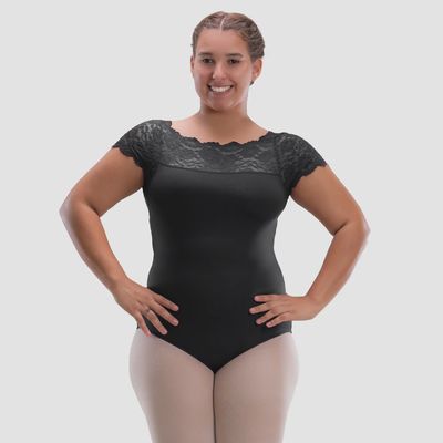 TRICIA Adult Curvy Cap Sleeve Leotard with Lace