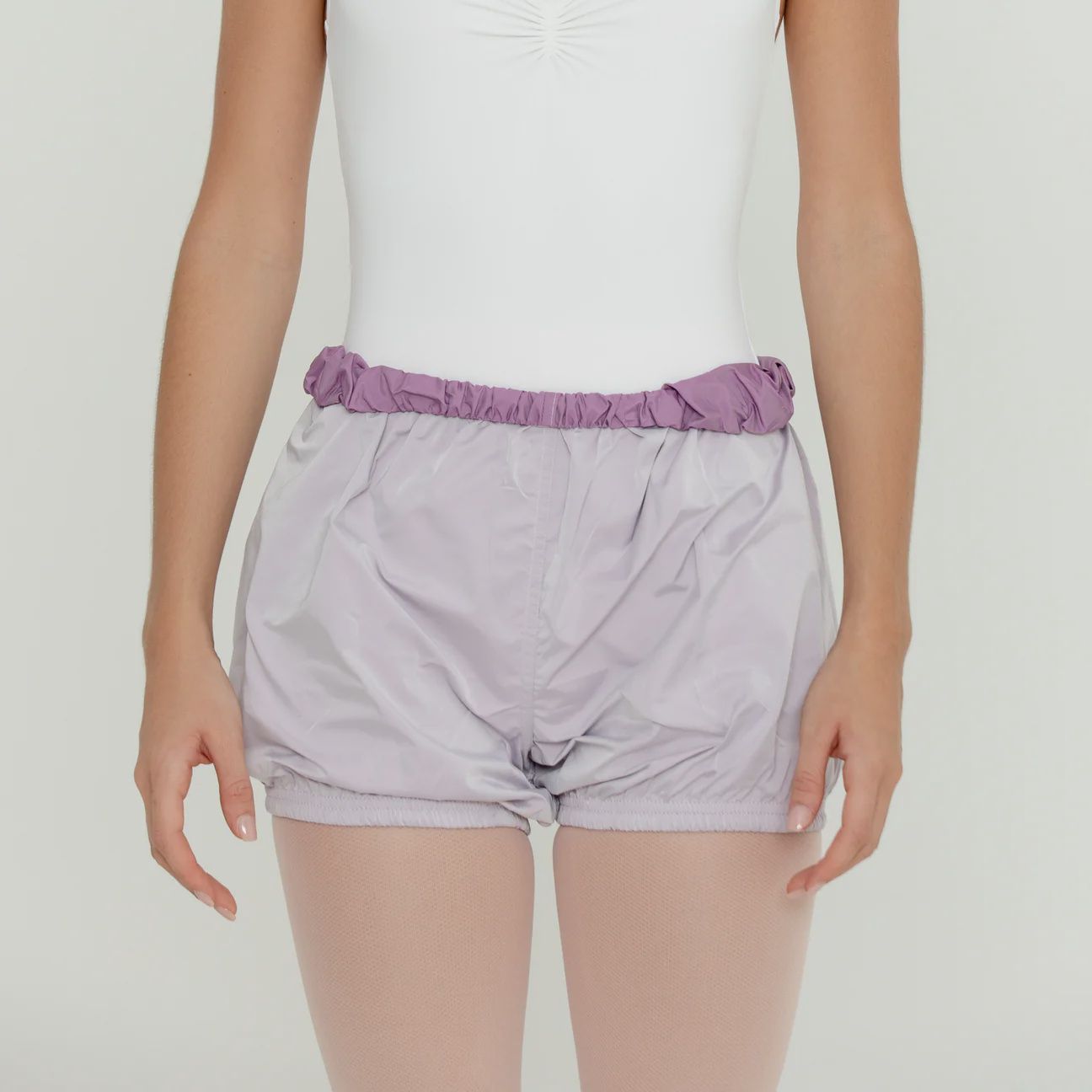 Bullet Pointe Reversible Parachute Shorts, Color: Cloud/Plum, Size: XS