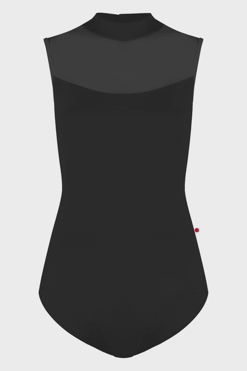 Yumiko Camila Nylon/Mesh Leotard, Color: Black, Size: S