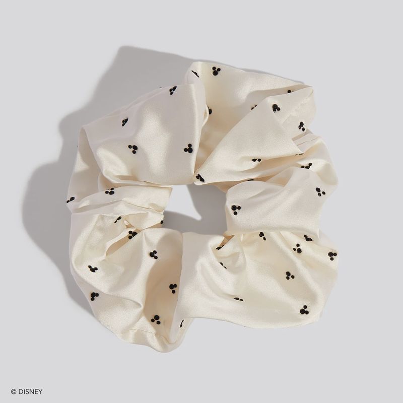 Kitsch &amp; Mickey and Minnie Recycled Fabric Scrunchie - Cream