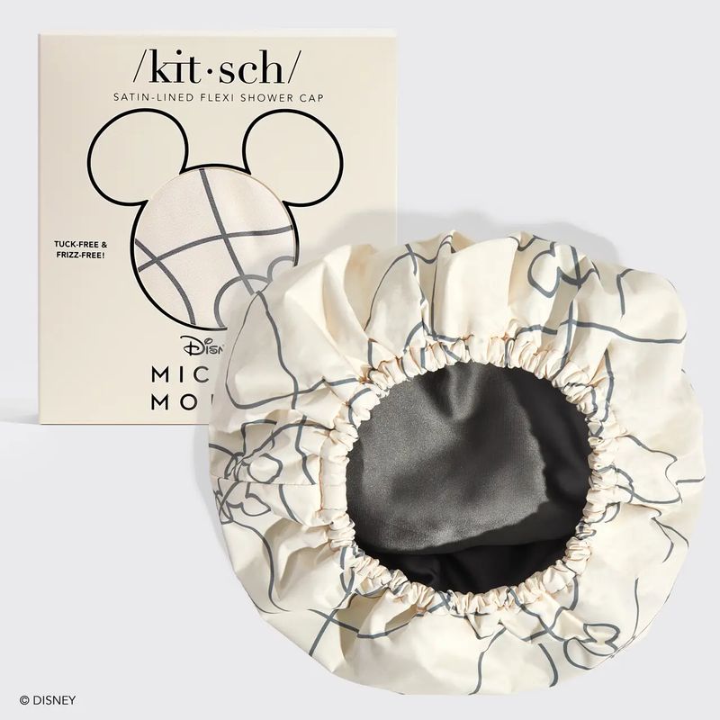 Mickey &amp; Minnie Satin Lined Flexi Shower Cap