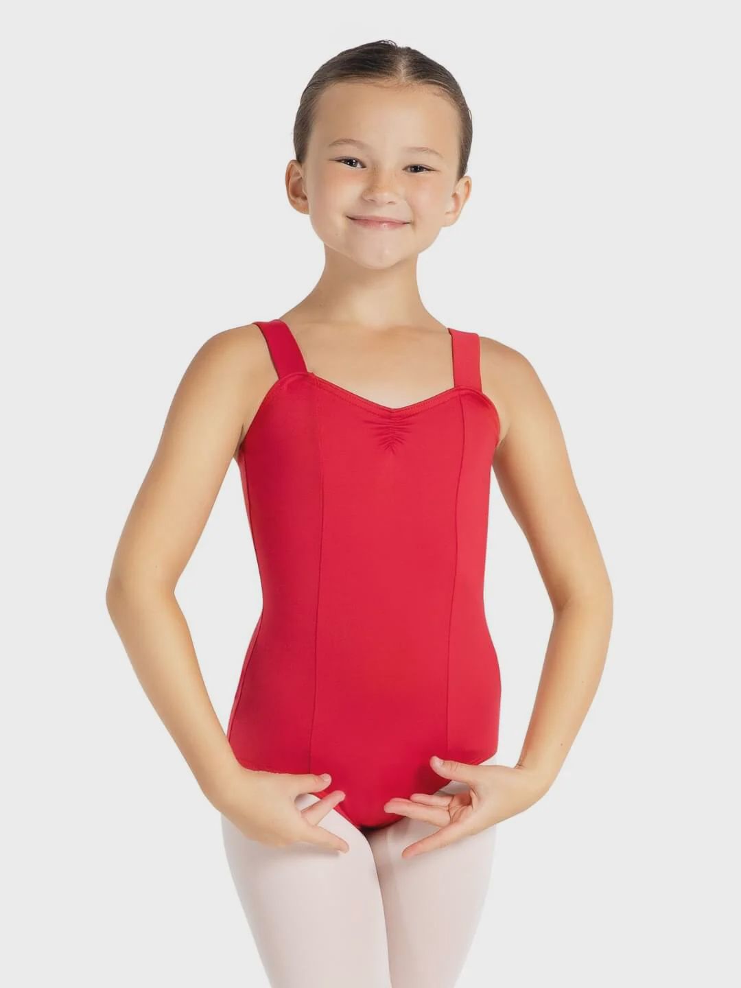 Wide Strap Camisole Leotard-Child, Color: Red, Size: MED