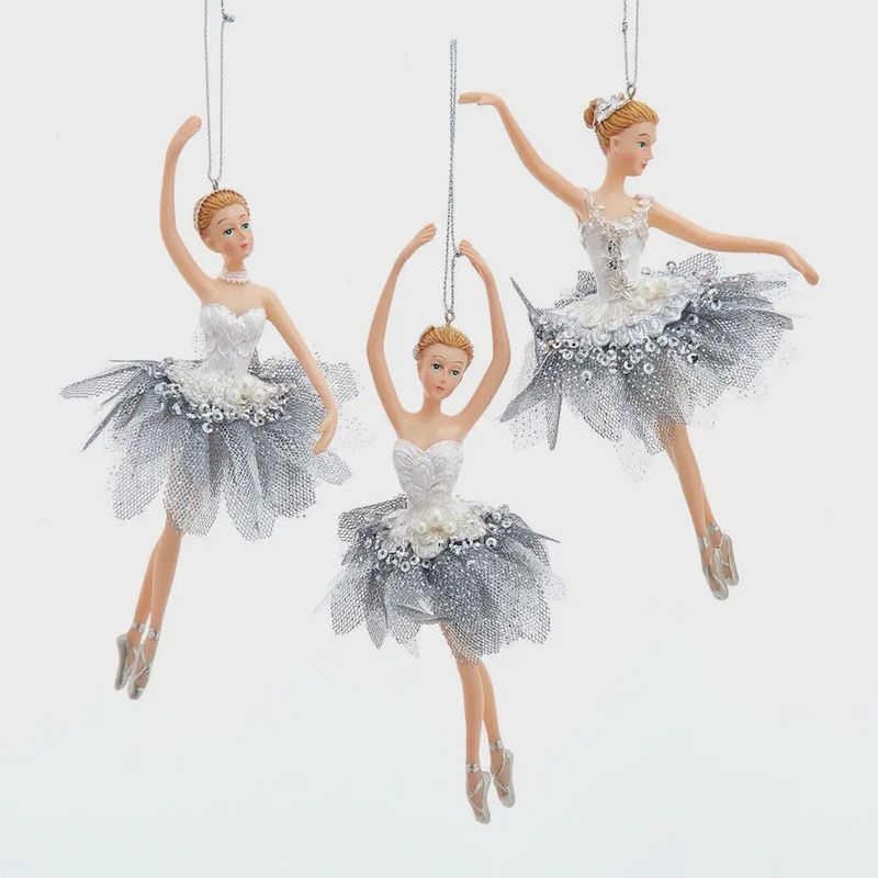 6.75&quot;Resin Snow Ballerina Ornaments assorted- 1 piece