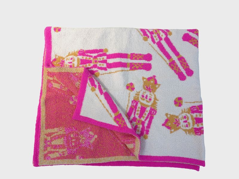 Pink Nutcracker Luxe Throw Blanket- Reversible