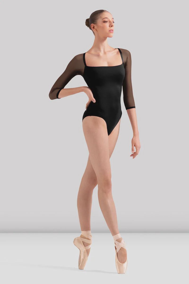 Arabesque 3/4 Sleeve Leotard, Color: Black, Size: P