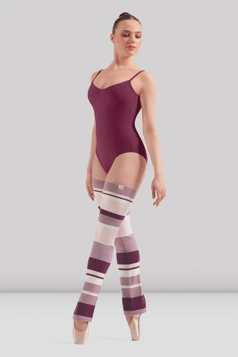 Knitted Leg Warmers-Striped, Color: Deep Pink