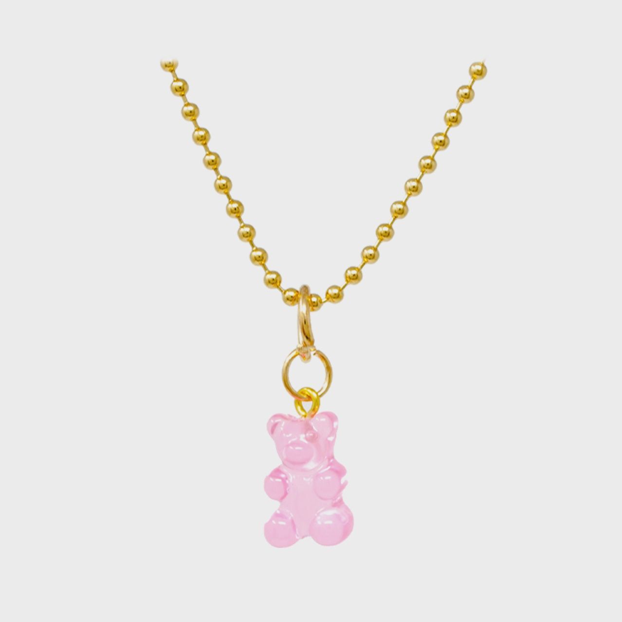 Gummy Bear Necklace- 18K Gold Plated Stainless Steel, Color: Pink