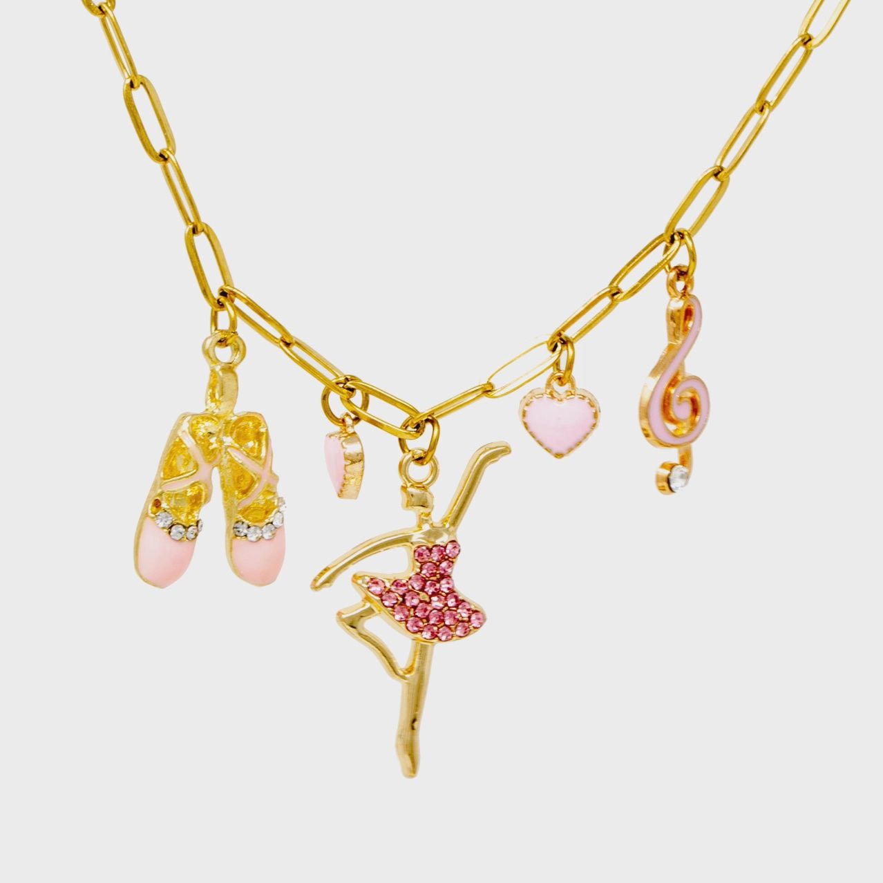 Ballet Multi Charm Necklace-18k gold-plated