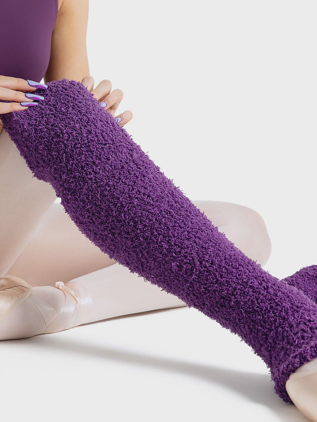 24&quot; Fuzzy Pamper Legwarmers, Color: Plum