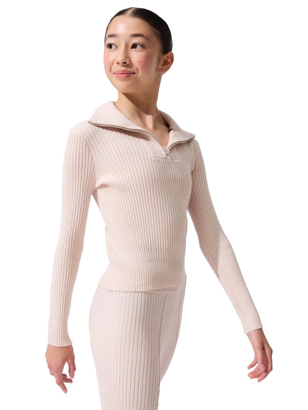 Capezio Mise-En-Scene Lynch Quarter Zip Sweater, Color: Crystal Gray (Pink), Size: XS