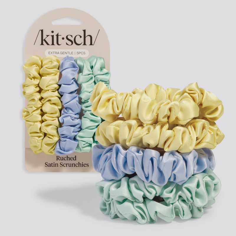 Ruched Satin Scrunchies 5pc Set - Assorted