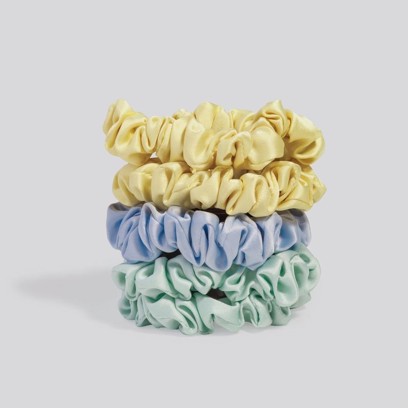 Ruched Satin Scrunchies 5pc Set - Assorted