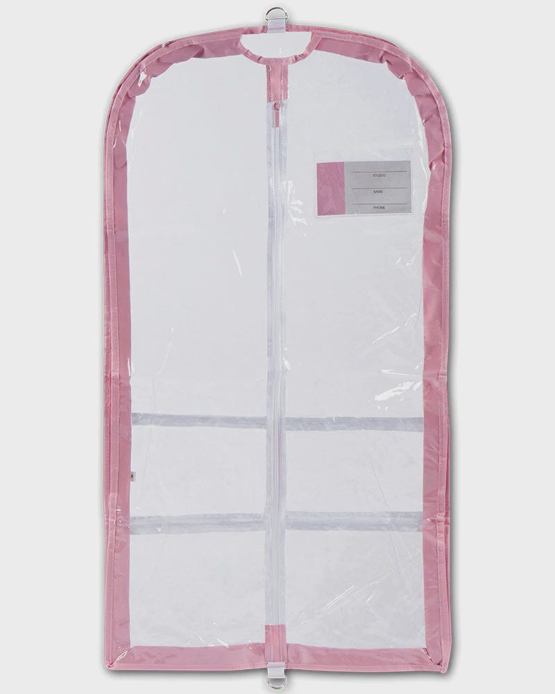Long Length Clear Garment Bags, Color: Pink