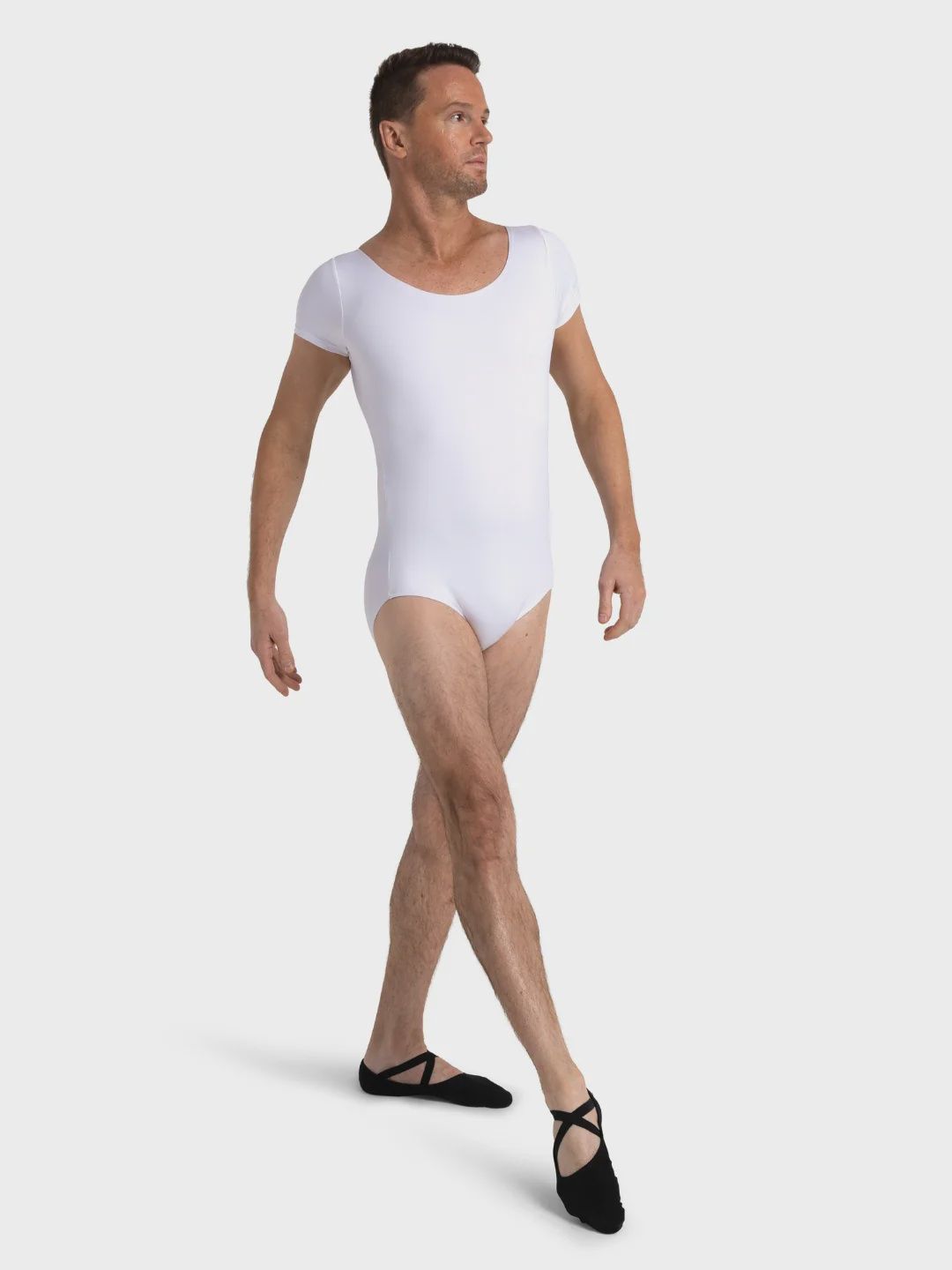 Studio Collection Short Sleeve Leotard - Mens, Color: White, Size: M
