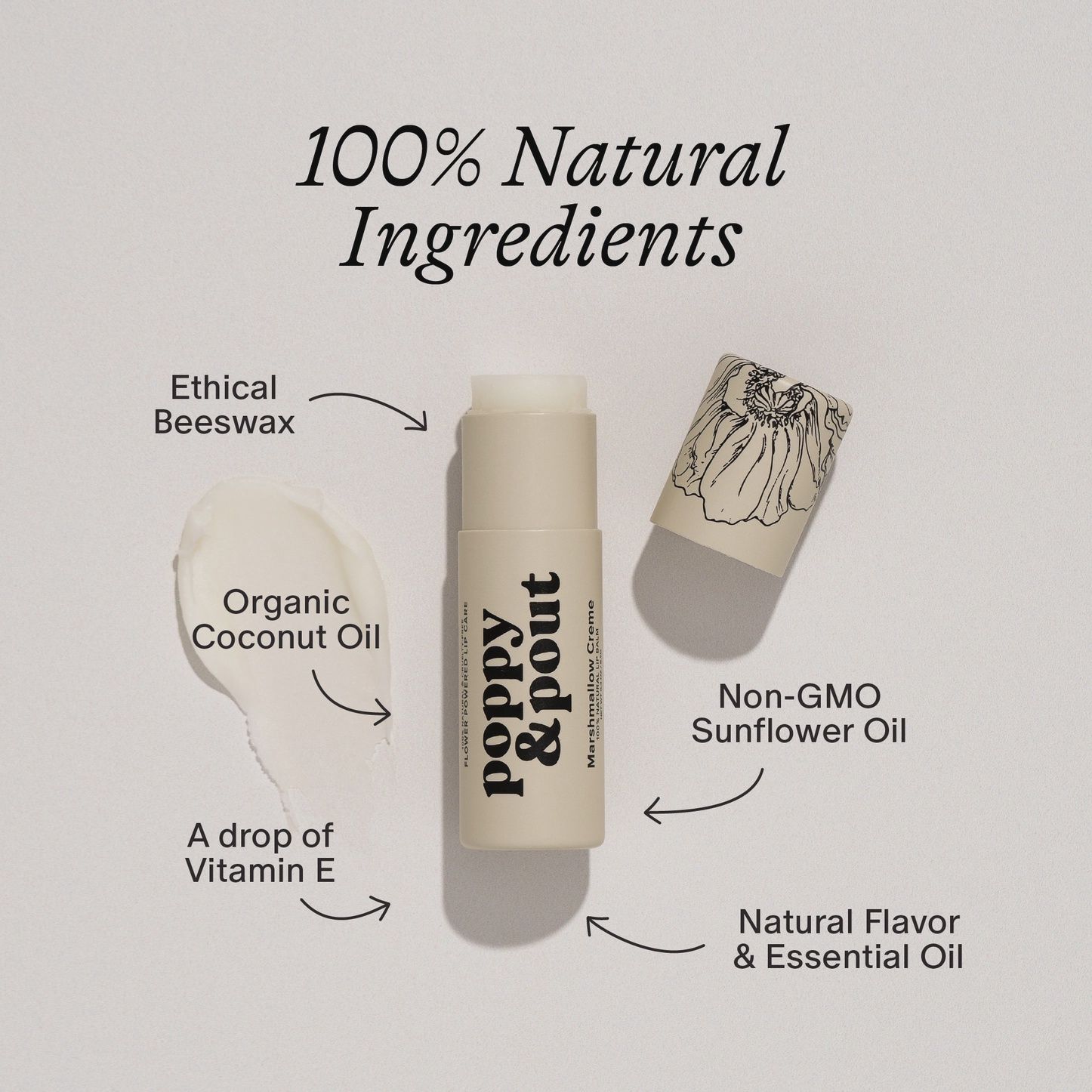 Lip Balm, Marshmallow Creme-100% Natural