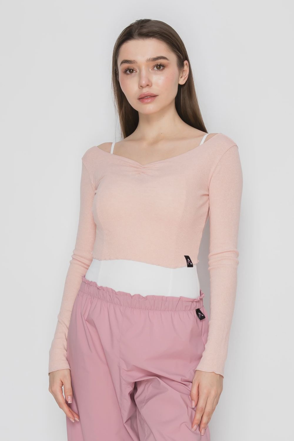 Lila Pinched Crop Top -Angora Blend, Color: Dusty Pink
