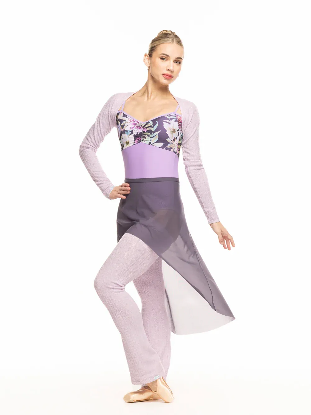 Thigh High Leg Warmers Arrow Knit, Color: Whisper Lilac, Size: XS/S